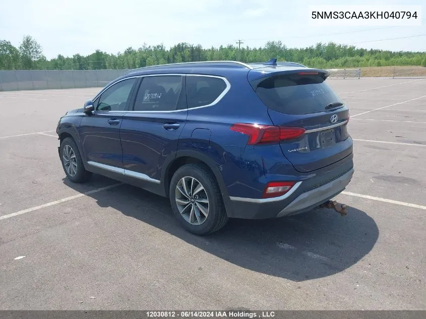 5NMS3CAA3KH040794 2019 Hyundai Santa Fe Sel/Sel Plus