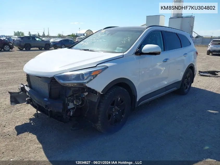 2019 Hyundai Santa Fe Xl Ultimate VIN: KM8SNDHF7KU304802 Lot: 12034627