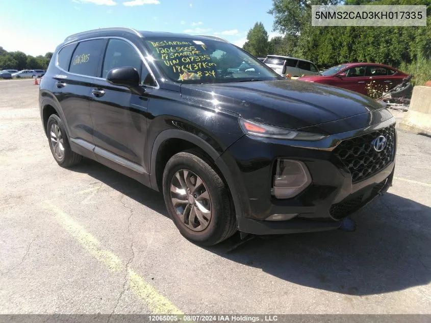 5NMS2CAD3KH017335 2019 Hyundai Santa Fe Se