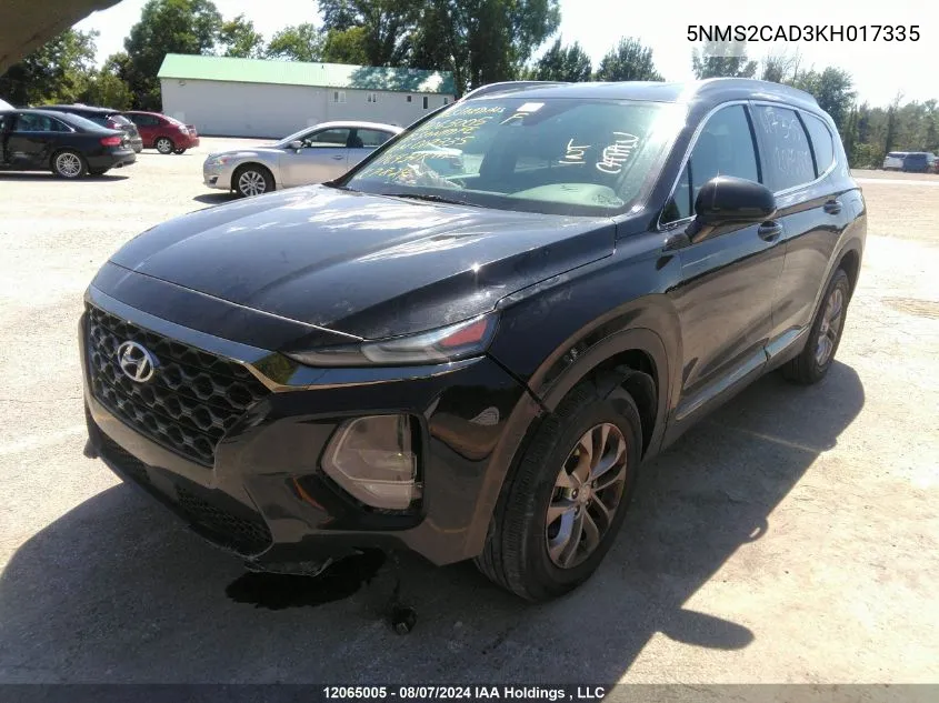 2019 Hyundai Santa Fe Se VIN: 5NMS2CAD3KH017335 Lot: 12065005