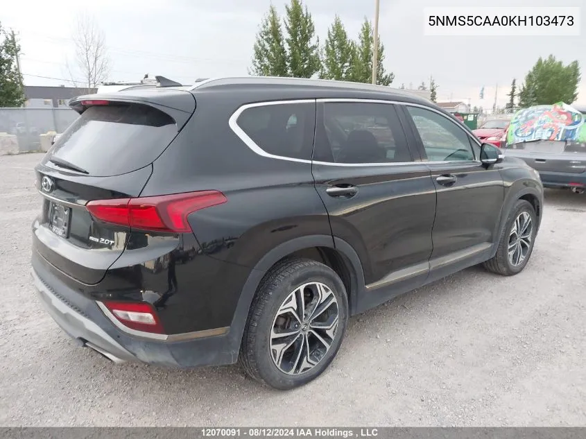 2019 Hyundai Santa Fe Limited/Ultimate VIN: 5NMS5CAA0KH103473 Lot: 12070091