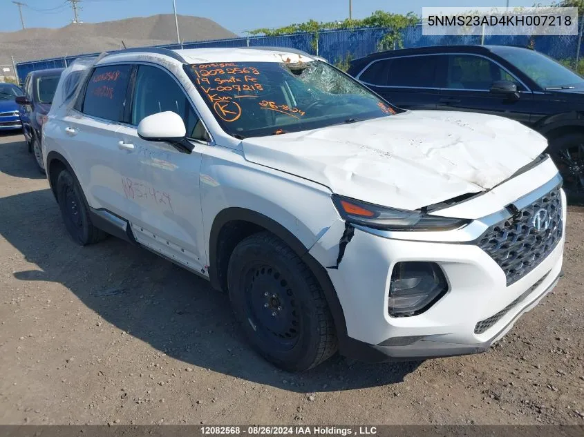 2019 Hyundai Santa Fe Essential VIN: 5NMS23AD4KH007218 Lot: 12082568