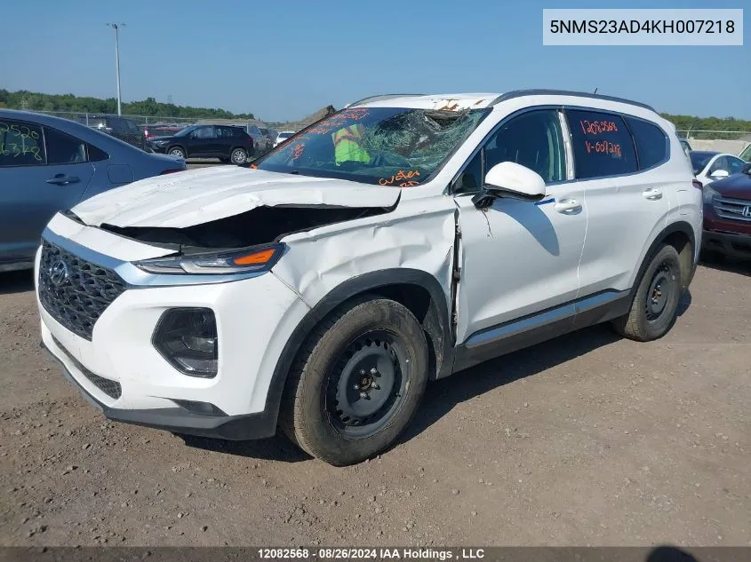 2019 Hyundai Santa Fe Essential VIN: 5NMS23AD4KH007218 Lot: 12082568