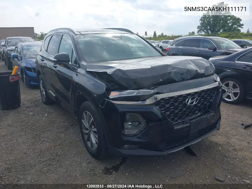 5NMS3CAA5KH111171 2019 Hyundai Santa Fe Luxury