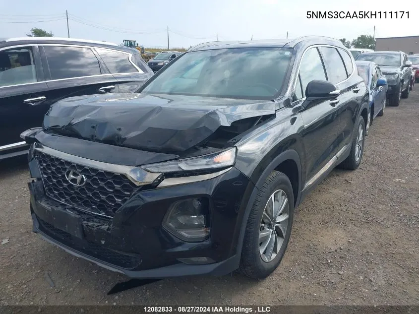 5NMS3CAA5KH111171 2019 Hyundai Santa Fe Luxury