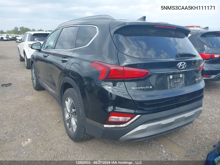 5NMS3CAA5KH111171 2019 Hyundai Santa Fe Luxury