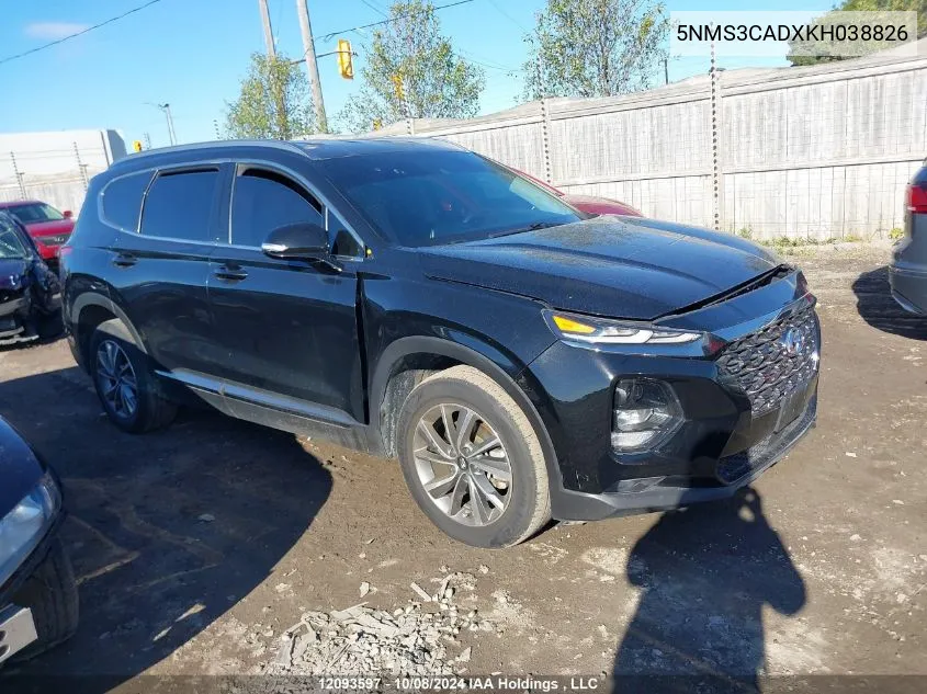 5NMS3CADXKH038826 2019 Hyundai Santa Fe Sel/Sel Plus