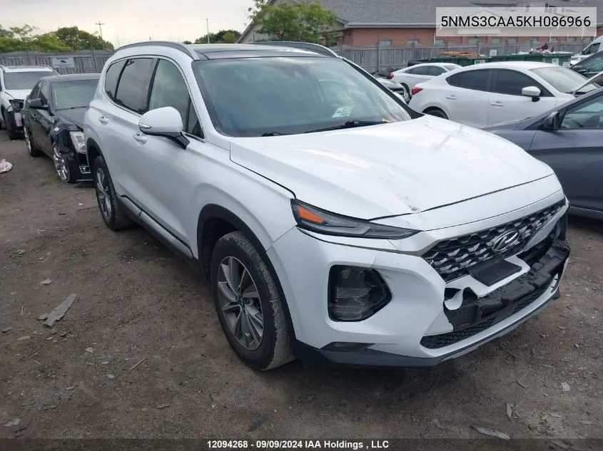 2019 Hyundai Santa Fe Sel/Sel Plus VIN: 5NMS3CAA5KH086966 Lot: 12094268