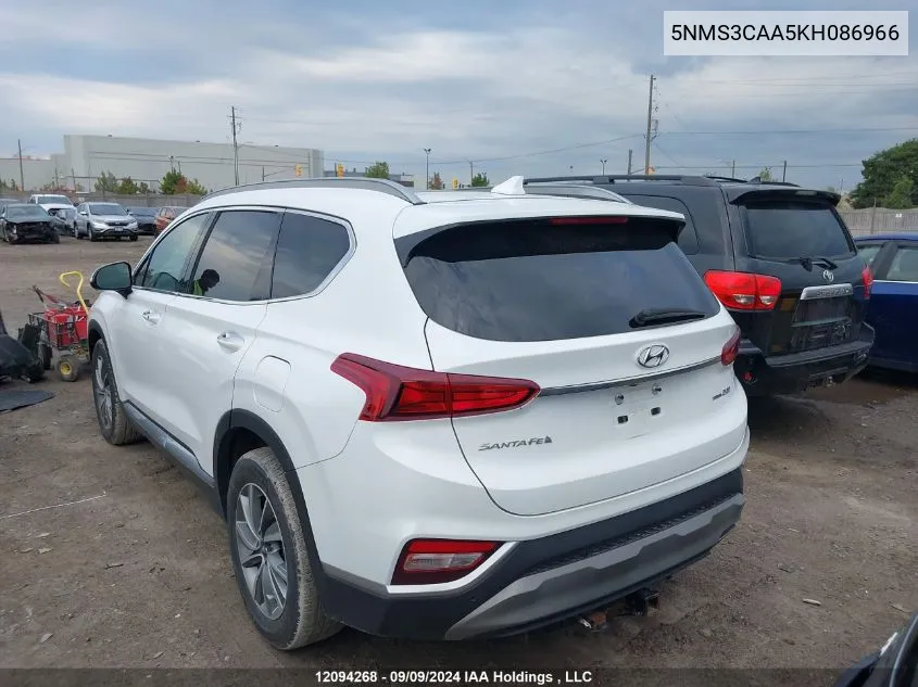 5NMS3CAA5KH086966 2019 Hyundai Santa Fe Sel/Sel Plus