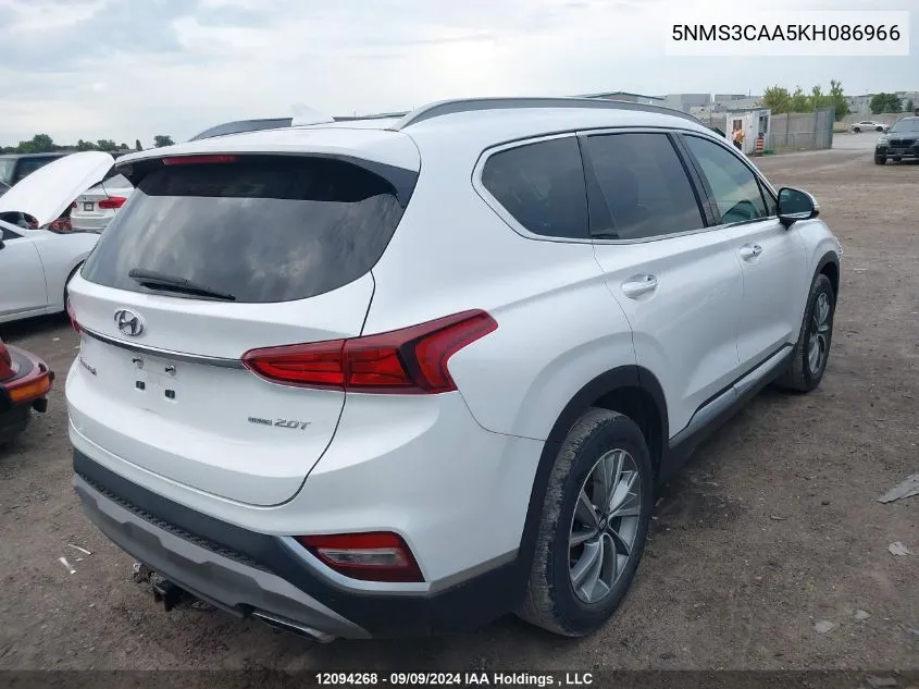 5NMS3CAA5KH086966 2019 Hyundai Santa Fe Sel/Sel Plus