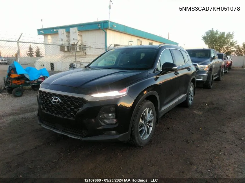 2019 Hyundai Santa Fe Preferred 2.4 VIN: 5NMS3CAD7KH051078 Lot: 12107660