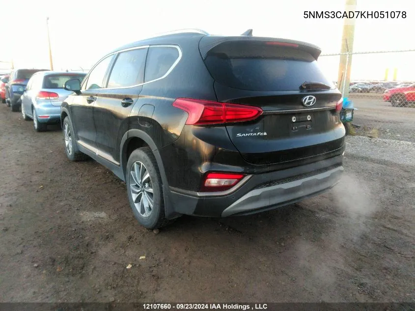 2019 Hyundai Santa Fe Preferred 2.4 VIN: 5NMS3CAD7KH051078 Lot: 12107660