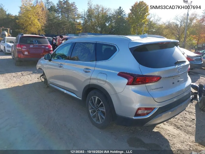 2019 Hyundai Santa Fe Preferred 2.4 VIN: 5NMS3CAD7KH007694 Lot: 12130383