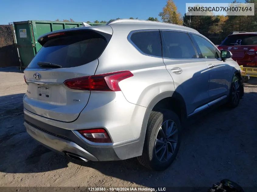 2019 Hyundai Santa Fe Preferred 2.4 VIN: 5NMS3CAD7KH007694 Lot: 12130383