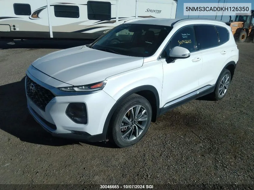 2019 Hyundai Santa Fe Sel/Sel Plus VIN: 5NMS3CAD0KH126350 Lot: 30046665