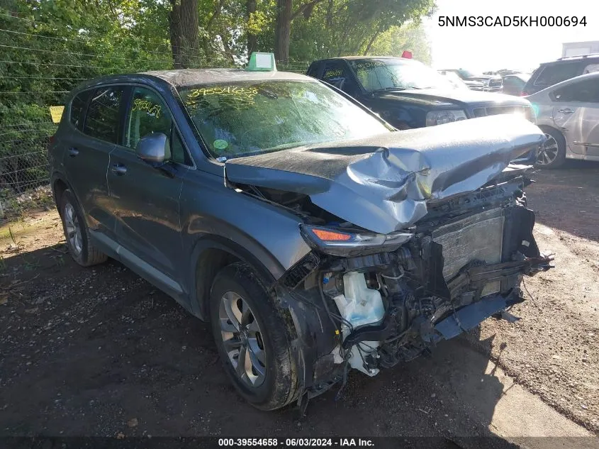 5NMS3CAD5KH000694 2019 Hyundai Santa Fe Sel