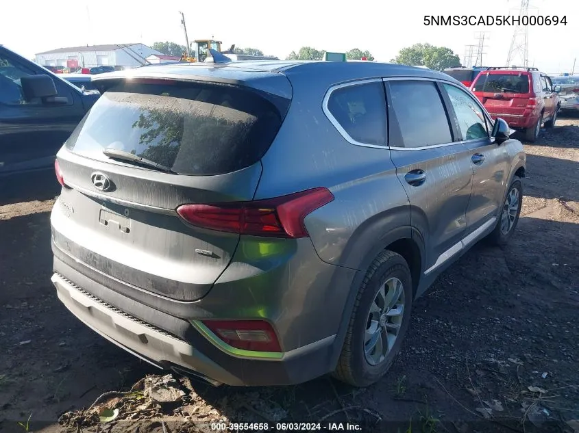 5NMS3CAD5KH000694 2019 Hyundai Santa Fe Sel