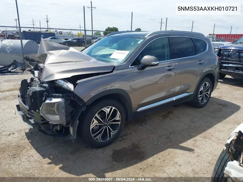 5NMS53AAXKH010721 2019 Hyundai Santa Fe Limited 2.0T