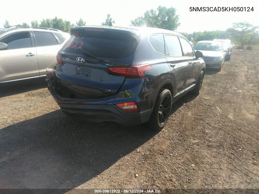 2019 Hyundai Santa Fe Sel VIN: 5NMS3CAD5KH050124 Lot: 39612922