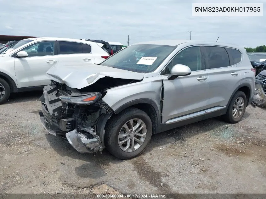 5NMS23AD0KH017955 2019 Hyundai Santa Fe Se