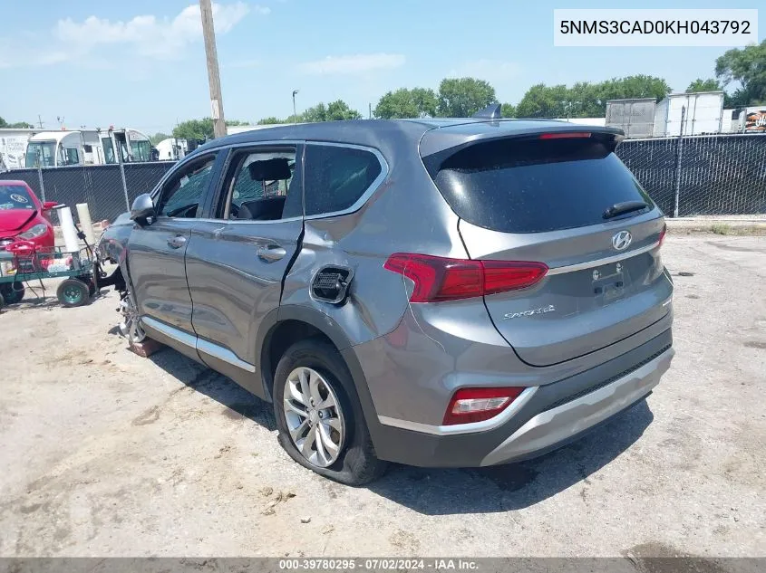 5NMS3CAD0KH043792 2019 Hyundai Santa Fe Sel