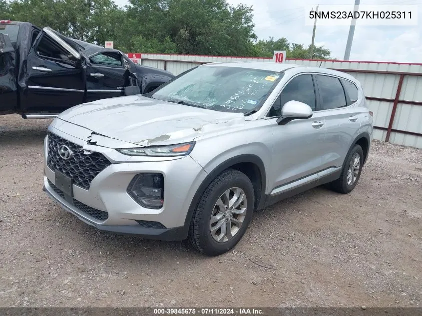 2019 Hyundai Santa Fe Se VIN: 5NMS23AD7KH025311 Lot: 39845675