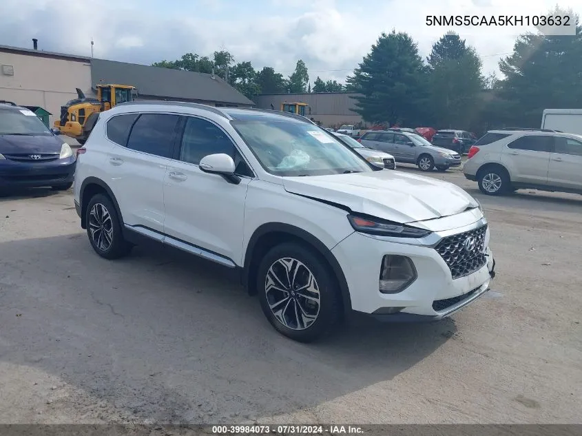 2019 Hyundai Santa Fe Ultimate 2.0T VIN: 5NMS5CAA5KH103632 Lot: 39984073