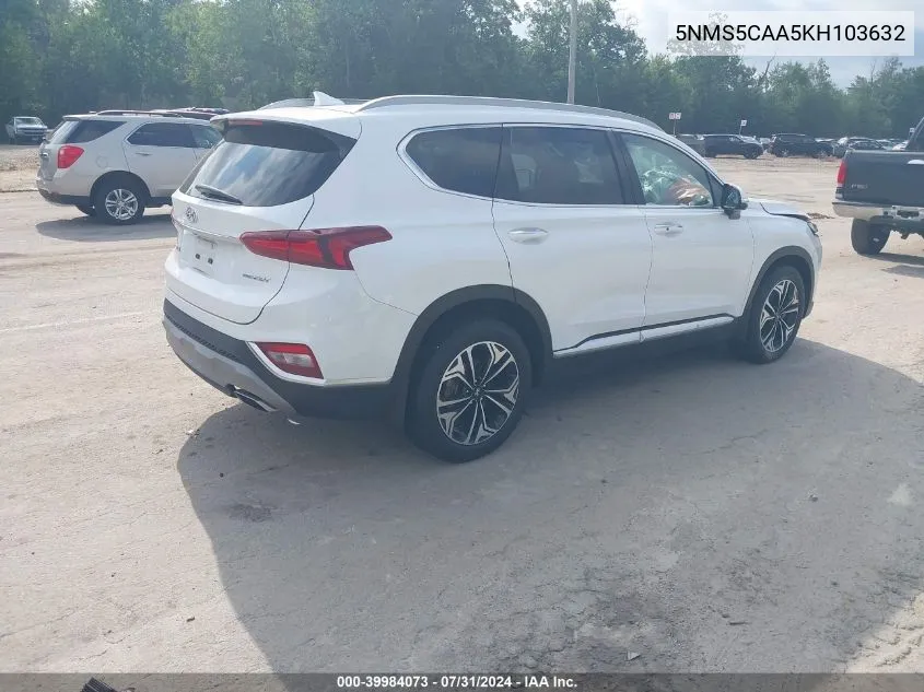 2019 Hyundai Santa Fe Ultimate 2.0T VIN: 5NMS5CAA5KH103632 Lot: 39984073