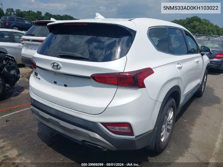 5NMS33AD0KH103022 2019 Hyundai Santa Fe Sel