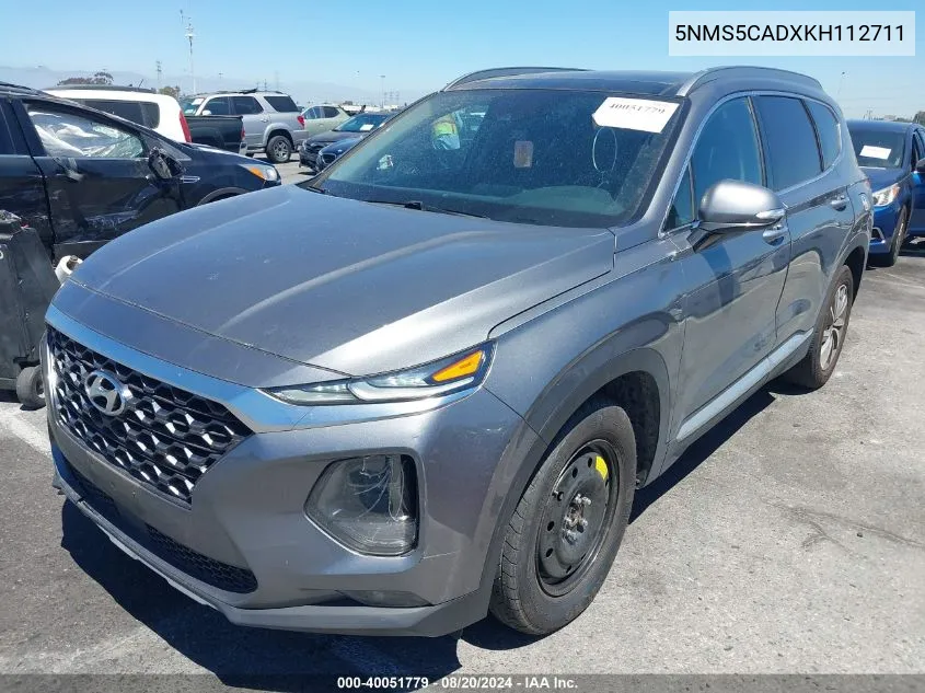 2019 Hyundai Santa Fe Limited VIN: 5NMS5CADXKH112711 Lot: 40051779