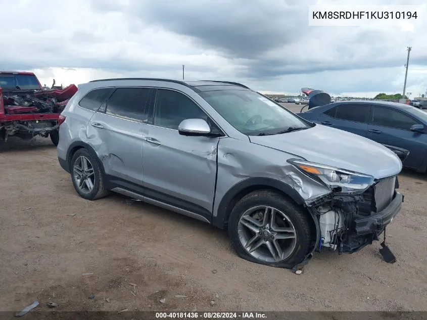 KM8SRDHF1KU310194 2019 Hyundai Santa Fe Xl Limited Ultimate