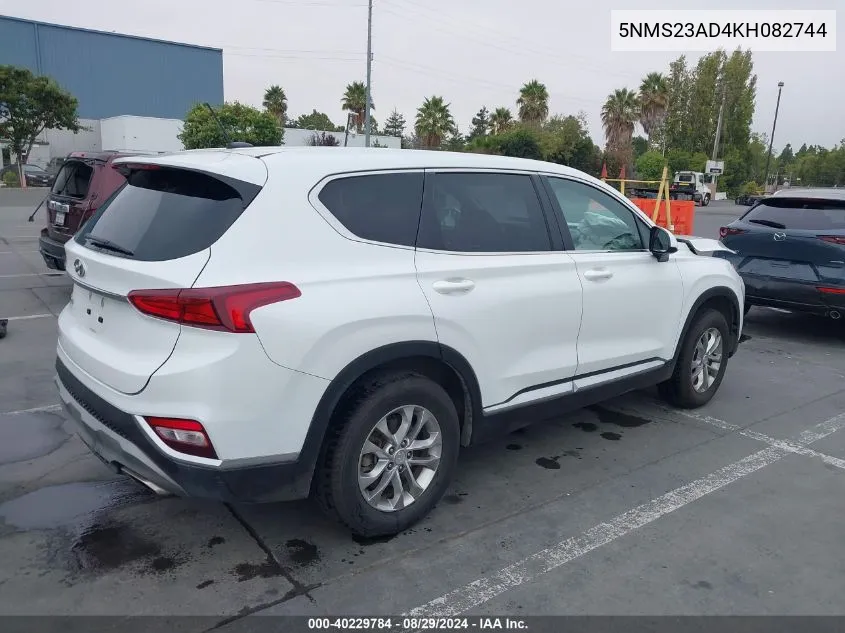 2019 Hyundai Santa Fe Se VIN: 5NMS23AD4KH082744 Lot: 40229784