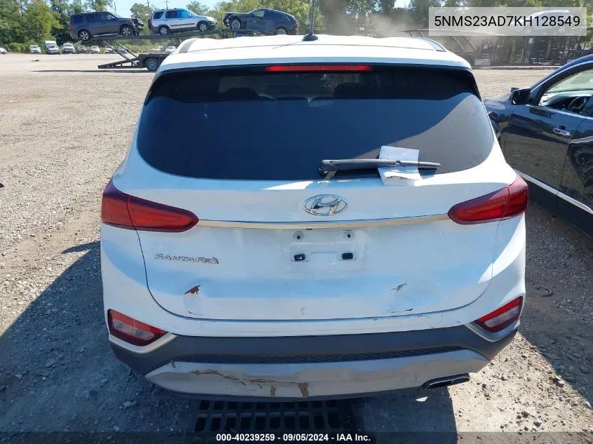 2019 Hyundai Santa Fe Se VIN: 5NMS23AD7KH128549 Lot: 40239259