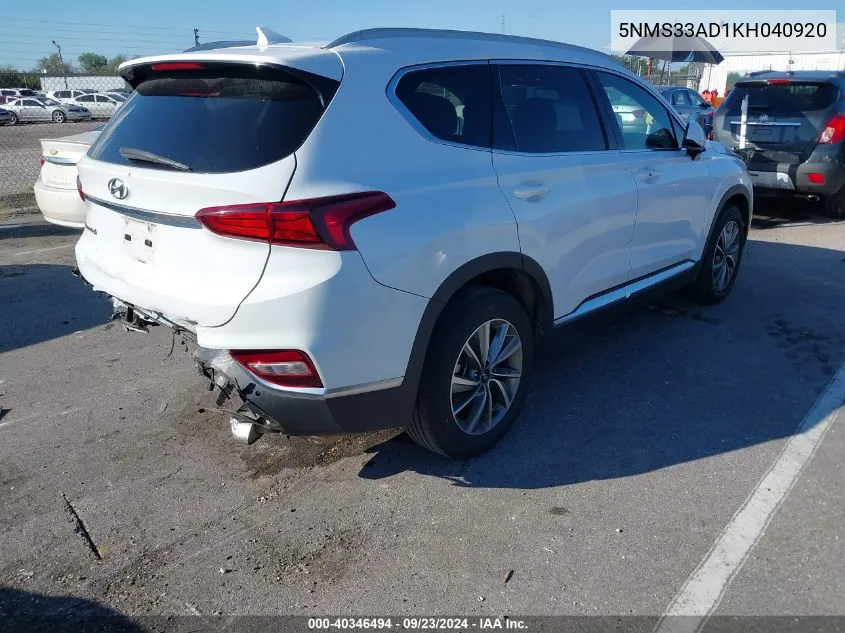 5NMS33AD1KH040920 2019 Hyundai Santa Fe Sel/Sel Plus