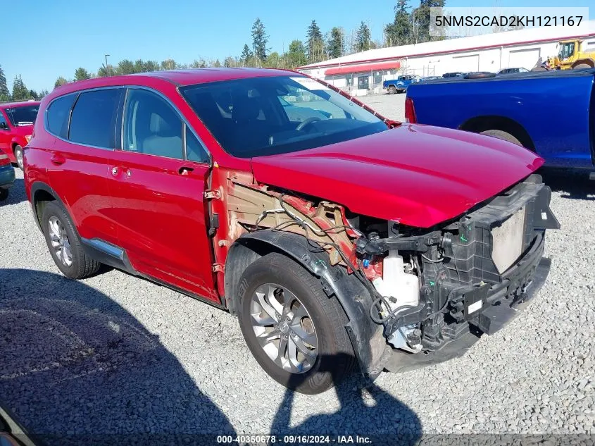 2019 Hyundai Santa Fe Se VIN: 5NMS2CAD2KH121167 Lot: 40350678