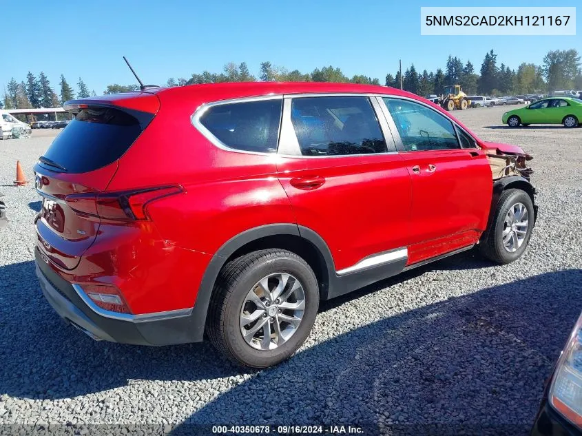 5NMS2CAD2KH121167 2019 Hyundai Santa Fe Se