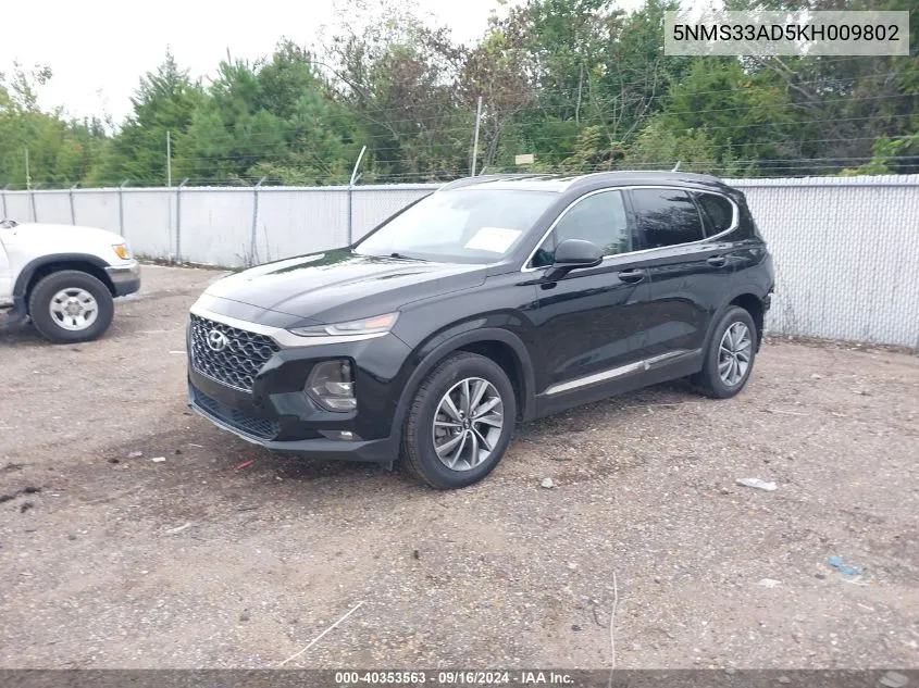 2019 Hyundai Santa Fe Sel Plus VIN: 5NMS33AD5KH009802 Lot: 40353563