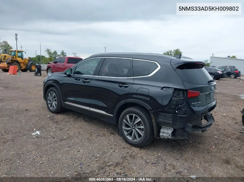 2019 Hyundai Santa Fe Sel Plus VIN: 5NMS33AD5KH009802 Lot: 40353563