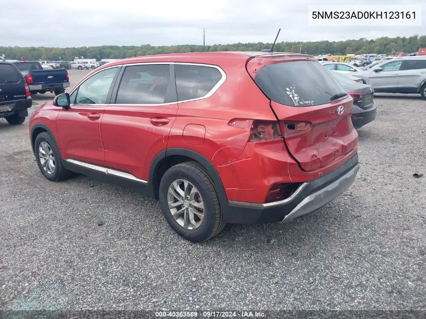 2019 Hyundai Santa Fe Se VIN: 5NMS23AD0KH123161 Lot: 40363569