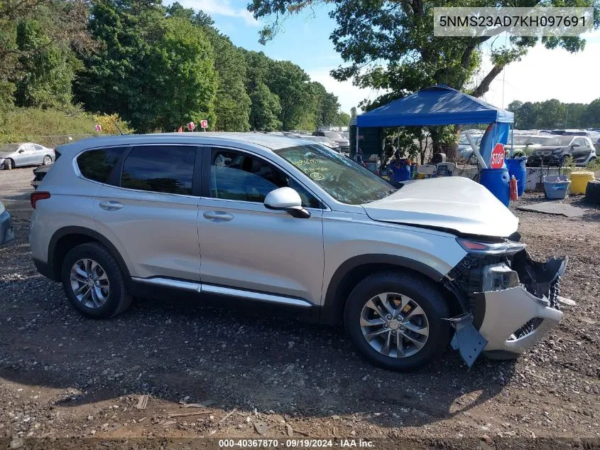 2019 Hyundai Santa Fe Se VIN: 5NMS23AD7KH097691 Lot: 40367870