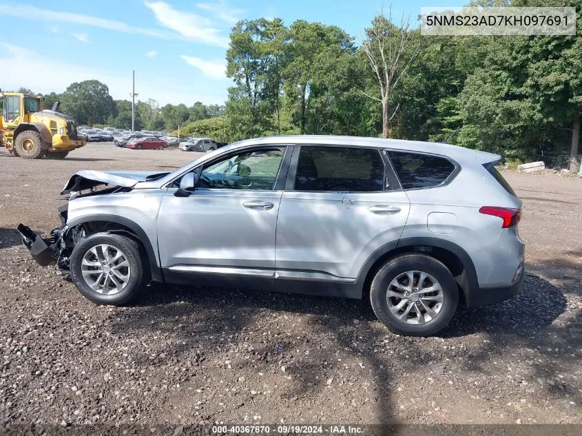 2019 Hyundai Santa Fe Se VIN: 5NMS23AD7KH097691 Lot: 40367870