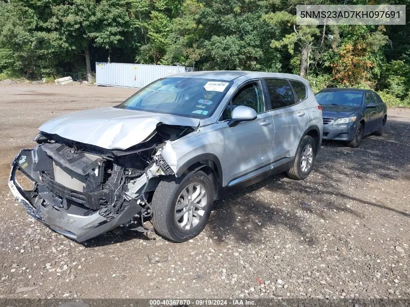 2019 Hyundai Santa Fe Se VIN: 5NMS23AD7KH097691 Lot: 40367870