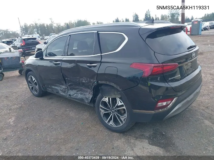 5NMS5CAA5KH119331 2019 Hyundai Santa Fe Limited 2.0T