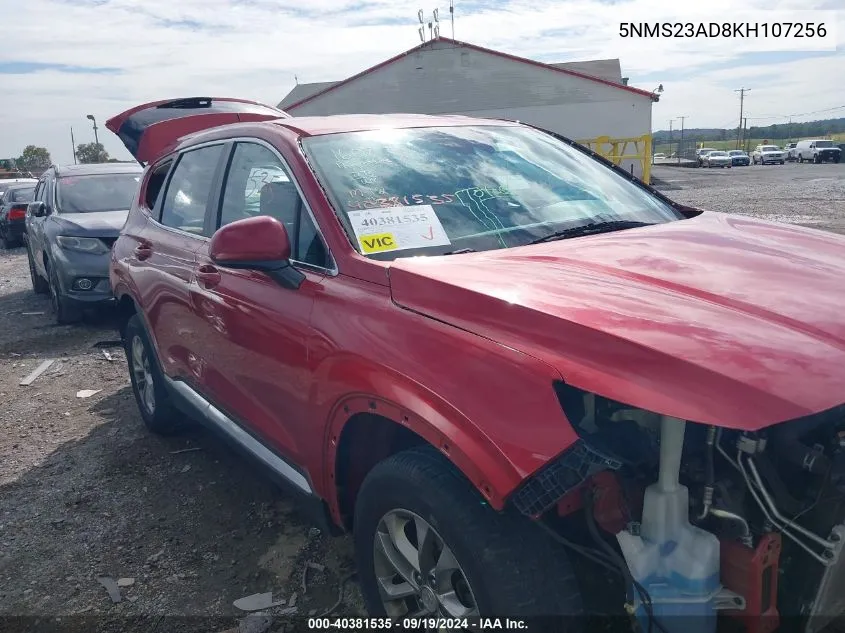 2019 Hyundai Santa Fe Se VIN: 5NMS23AD8KH107256 Lot: 40381535