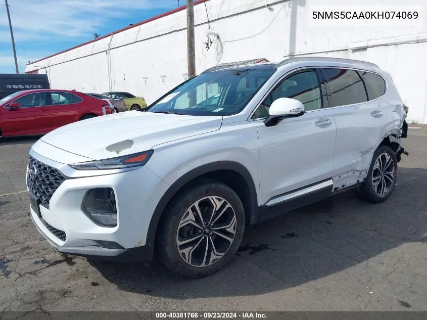 5NMS5CAA0KH074069 2019 Hyundai Santa Fe Ultimate 2.0T