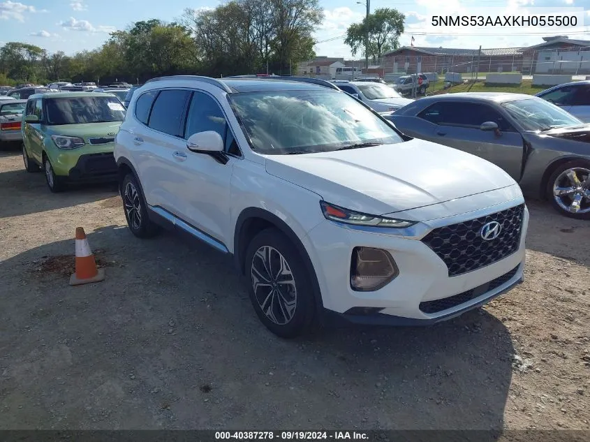 2019 Hyundai Santa Fe Limited 2.0T VIN: 5NMS53AAXKH055500 Lot: 40387278