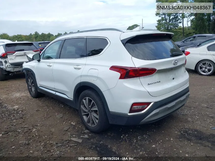 2019 Hyundai Santa Fe Sel Plus VIN: 5NMS3CADXKH048367 Lot: 40387917