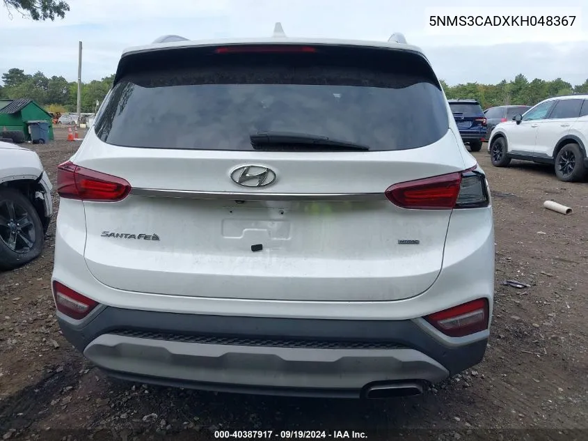 5NMS3CADXKH048367 2019 Hyundai Santa Fe Sel Plus