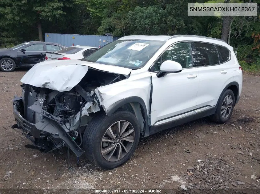 5NMS3CADXKH048367 2019 Hyundai Santa Fe Sel Plus