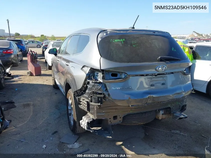 5NMS23AD5KH109546 2019 Hyundai Santa Fe Se